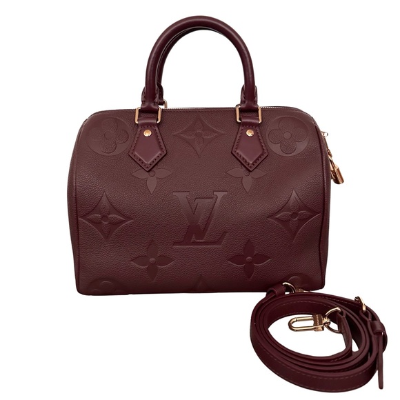 Louis Vuitton Speedy 25 Bandouliere Burgundy Wine Monogram Giant Limited Edition - Picture 1 of 15
